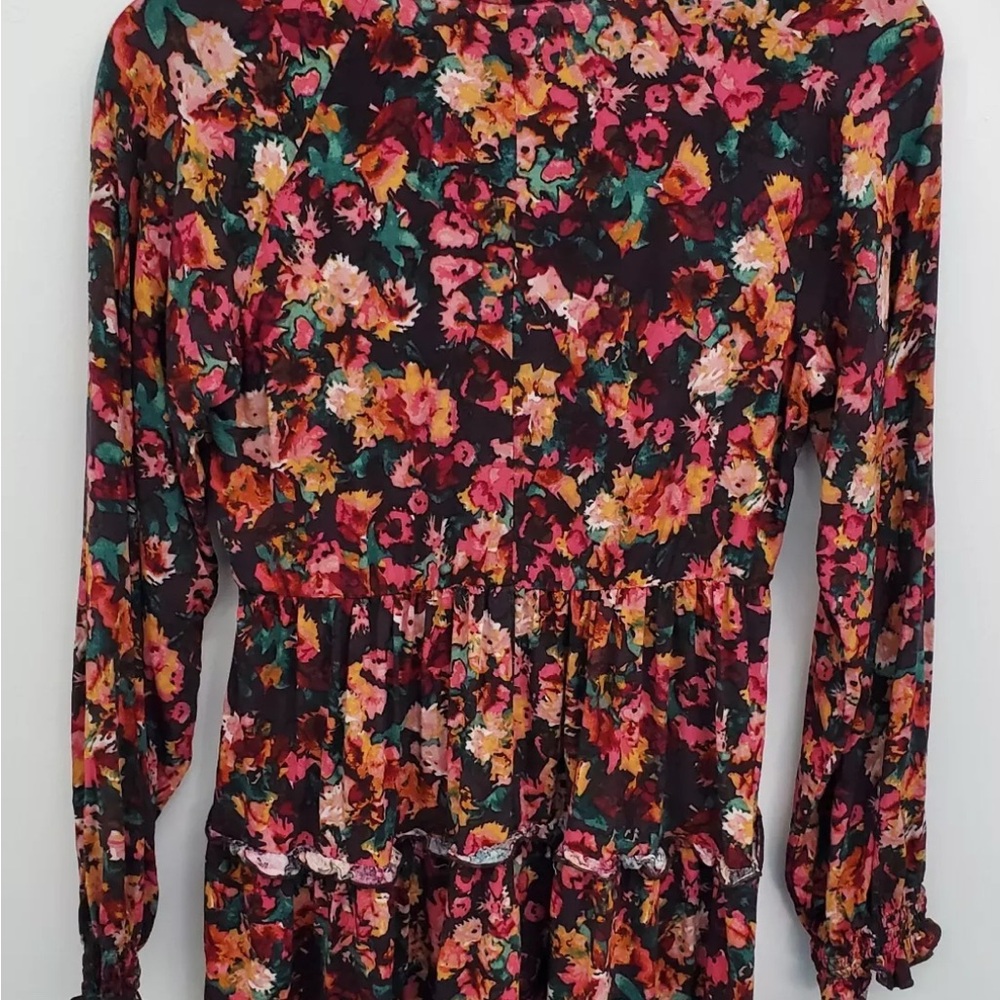 Maurices Floral Smocked Blouse- long sleeved dress V-Necked 3x. - Picture 8 of 13